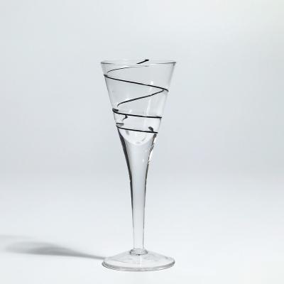 China Custom Handblown Wine Glass Tumblers swith black stripe color spiral line decoration for sale