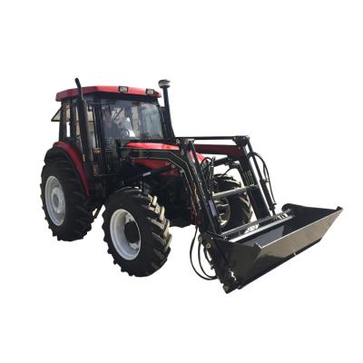 China Agriculture 90HP Mini Farm Tractors Hydraulic Steering 4x4 With Front Loader for sale