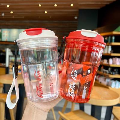 China Stored clear plastic plastic portable cup water cup coke milk tea cup gift high-level female creative students appearance for sale