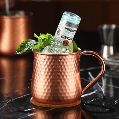 China Viable Plating Beer Mug Stainless Steel Moscow Mule Copper With Brass Handle Hammered Solid 500ml 18oz Mugs Double Wall Vacuum Flask for sale