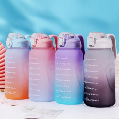 China MAIMAI Stocked 2 Liter Motivational Sports Bottle Leakproof Jug Gallon Drinking Motivation Bottle With Straw for sale