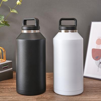 China American Hot Selling Viable 64oz Vacuum Stainless Steel Flasks Leakproof Black Mugs Large Handle Water Bottles With Handle for sale