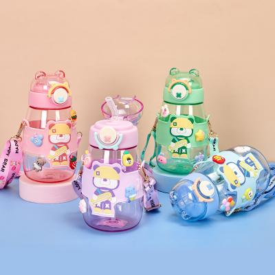 China Maimai High Quality Adjustable Strap Kawaii Teddy Bear Stored Outdoor Cute Carrying Water Bottles For School Kids Girls bpa free for sale