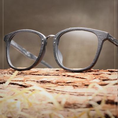 China BLONGU High-end Quality Full-rim Frame Acetate Wooden Temples Glasses Brand Designer Optical Frame for sale