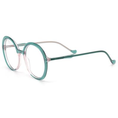 China 2022 BLONGU Retro Double Reading Glass Women's Acetate Optical Frame Colors Single Round Acetate Frame For Women 2022 for sale