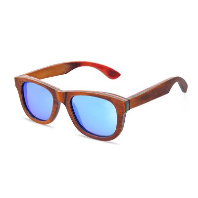 China Fashion Unisex 100% Wooden Sunglasses BLONGU Polarized Eco-Friendly Wood Lenses Skateboard Sunglasses for sale