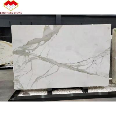 China Modern White Natural Marble Polished Calacata Flat Tile Design Kitchen Wall Floor Architect Architect Hotel Artist for sale