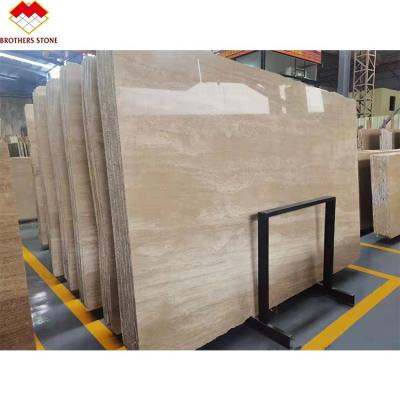 China Turkey Modern Beige Interior Flooring Travertine And Slabs Polished Cream Travertine Marble Console Table for sale