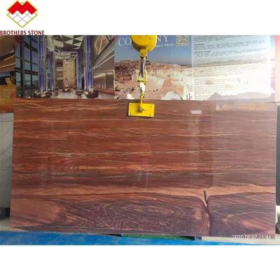 China Modern Customized Red Marble Quartz Light Wood Grain Look Natural Red Wood Marble Countertops for sale