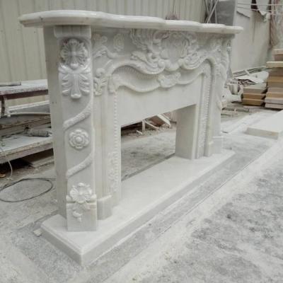 China Modern Cast Stone Fireplace Mantel, Natural Marble Fireplace Surround for sale