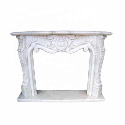 China Real Flame Indoor Electric Fireplace Kipling Stone Fireplace Mantel Cast Iron White Marble for sale