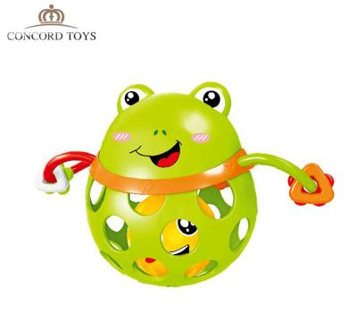 China Soft Toy Wholesale Custom Cartoon Animal Hand Toys Safe Plastic Funny Baby Ring Rattle Toy Rattle Cute Plastic Animal Bell Baby Teether for sale