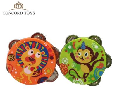 China 2019 Hot Wooden Musical Timbrel Toy Toys Wholesale Wooden Tambourine Toy for Kids Bell Funny Promotion Jingle Hand Organ Musical Bell Drum for sale