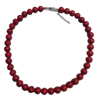 China Fashionable Hot Selling Red Turquoise 12mm Pearl Necklace For Women for sale