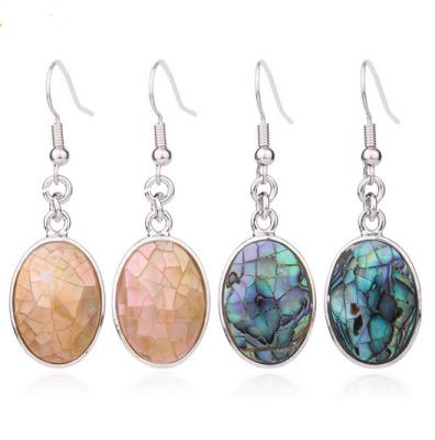 China Fashion Trendy Abalone Shell Oval Shape Earring For Women CXAS180 for sale