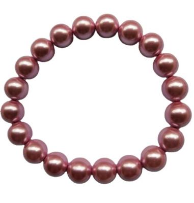 China Fashionable Hot Sale 10mm Natural Shell Pearl Stretch Bracelet For Women for sale