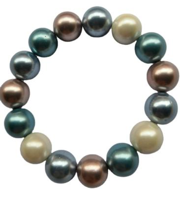 China Fashionable Hot Sale 14mm Natural Shell Pearl Stretch Bracelet For Women for sale