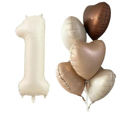 China Party 18inch Heart Balloon Number 0123456789 Love Mattalic Gold Cream Milky White Colorful 40 inch Foil Number Balloon Set for sale