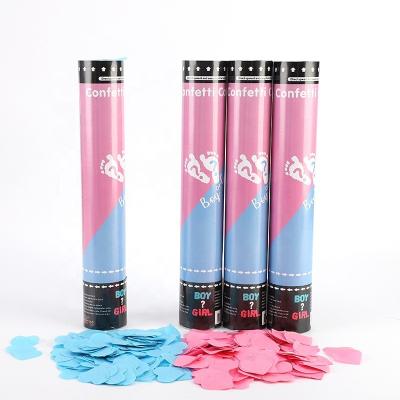 China Baby shower gender reveal party supplies holi powder confetti cannon Boy or Girl Baby Shower Gender Reveal Pink Blue Confetti Cannon baby shower decoration party supplie for sale