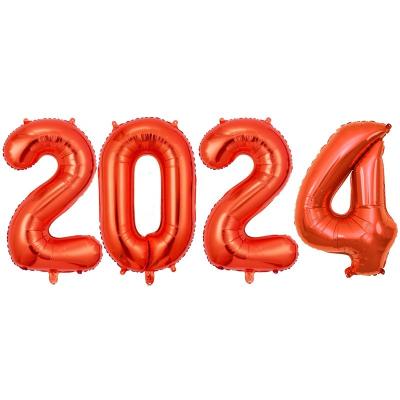 China Gift Toy Balloon Party 2024 Happy New Year Number Balloon decoration Red Large Numbers 40 inch Foil Balloon for sale