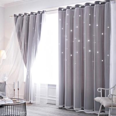 China modern double star curtain made for living room, bedroom kids curtains for sale