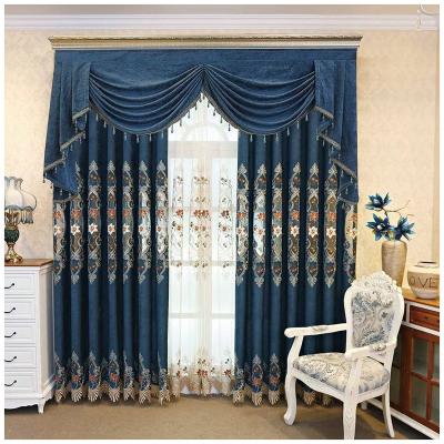 China Modern blackout curtain sheer window embroidery fabrics curtains for living room with drapery for sale