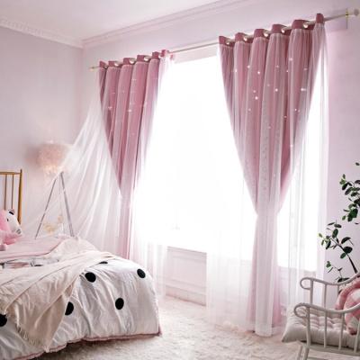 China Modern Kids Bedroom Glitter Hollow Design Pink Kids Curtains for sale