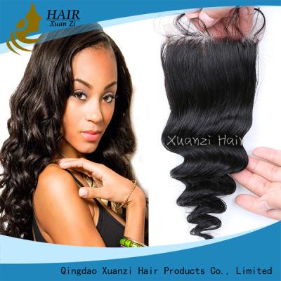 Κίνα Το φυσικό μαύρο κομμάτι Weave100% περάτωσης τρίχα της Virgin, δένει τη μετωπική περάτωση 13x4 προς πώληση