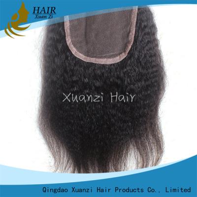 China Fechamentos médios da parte superior do cabelo humano da parte em linha reta categoria perverso 7A de 4 x de 4 Brown escuro à venda