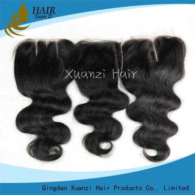 China Long Lasting Human Hair Top Closures Middle Deep Wave Parting Real Hair Grade 7A for sale