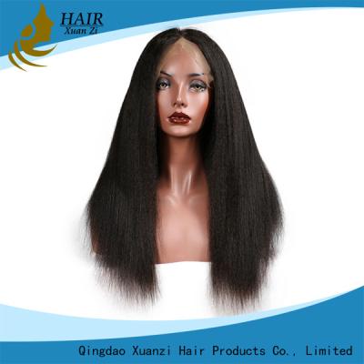 China Black Women Human Hair Lace Front Wigs  Kinky Straight , Thick Lace Frontal Closure 13 x 4 for sale