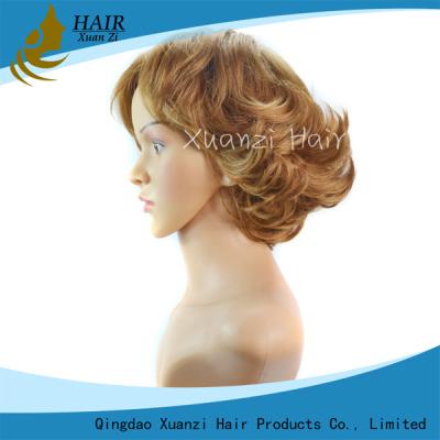 China 8 Inche Golden Yellow Model Model Wigs , Durable Short Human Hair Wigs for sale