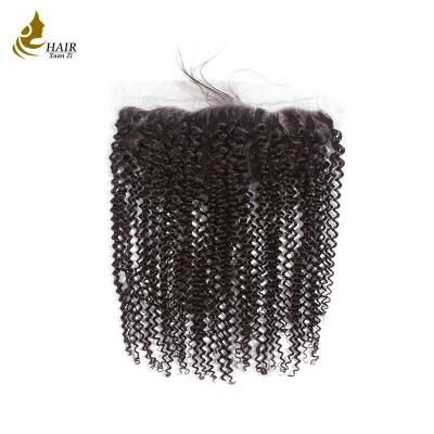 China Virgin Kinky Curl Full Lace Frontal Closure 13 * 4 Ear To Ear Matched Hair Bundles for sale