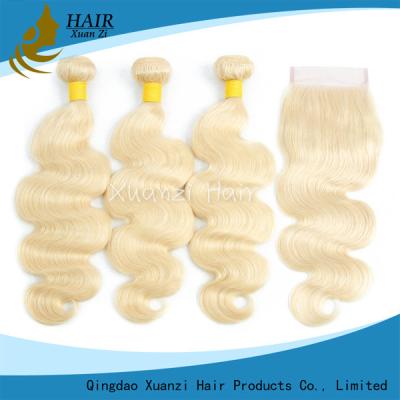 China 613# Colored Ladys Hair Extensions Natural Body Wave 95g - 105g In Gold Color for sale