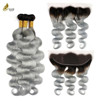 China 1B / Grey Remy Human Hair Extensions 8 