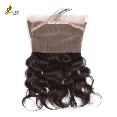 China Pre Plucked Natural Ladys Hair Extensions Body Wave 360 Full Lace Closure for sale