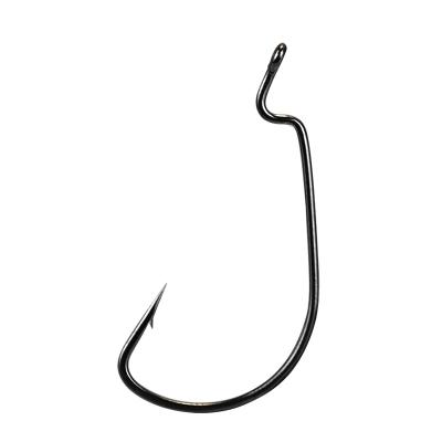 China 50Pcs Carbon Steel Black Carbon Steel Wide Crank Hooks For Soft Bait Worm Lure Fishhooks Bulk Building for sale