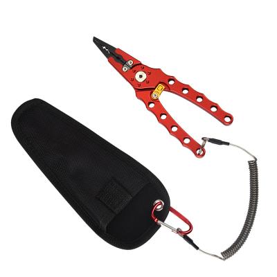 China Combo Sheath Braid Cutters and Retractable Combo Sheath Clamps Lanyard Fish Cutters Split Ring Fishing Pliers Holder for sale