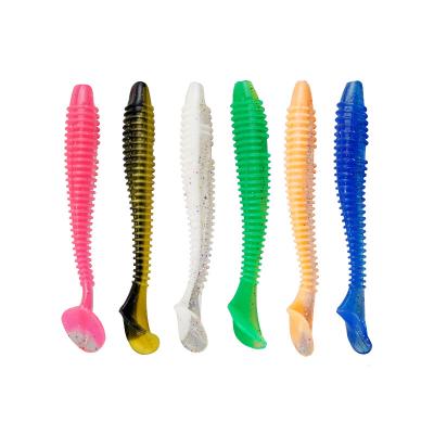 China PVC Wholesale 6 Colors 13cm PVC Yarn T Tail Soft Baits Artificial Plastic Fishing Lures for sale