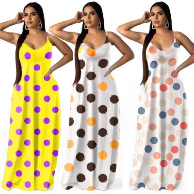 China Plus Size Fashion Polka Bohemian Dot Printed Sling Women's Dress for sale