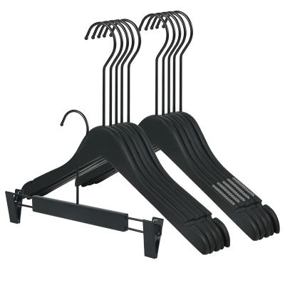 China Wholesale CLASSIC Black Solid Wood Pants Racks Clothing Store Adult Wooden Hanger for sale