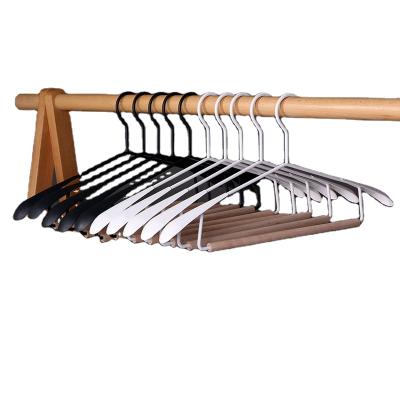 China China Modern Factory Provided Multifunctional Wooden And Metal Wide Shoulder Hangers For Cloths Pants for sale