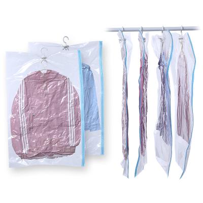 China Modern Hot Selling Vacuum Storage Bag Jacket Wardrobe Storage Bag Garment Coat Transparent Hanging Plastic Dust Bag for sale