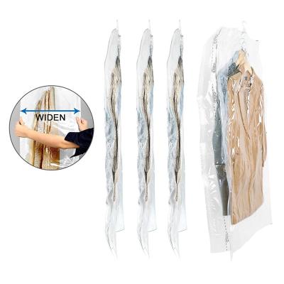 China Modern Hot Selling Transparent Hanging Vacuum Storage Bag Garment Coat Plastic Dust Bag for sale