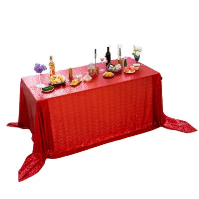 China Wholesale waterproof sequin tablecloth fashion champagne silver party home hotel banquet wedding square tablecloth for sale