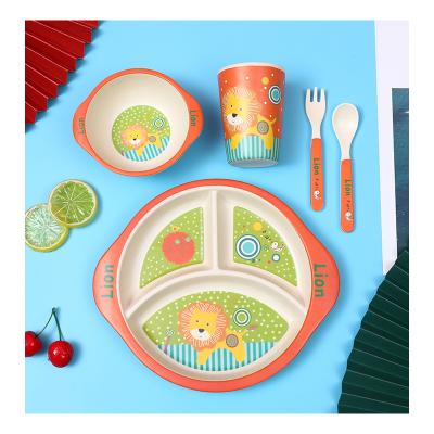 China Modern Wholesale 5pcs Bamboo Fiber Dinnerware Sets Baby Dinnerware Sets Melamine Dish Set Kids Dinnerware for sale