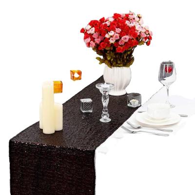 China Customized Durable Glitter Table Runner Banquet Wedding Party Decoration Sequin Fabric Table Runner for sale