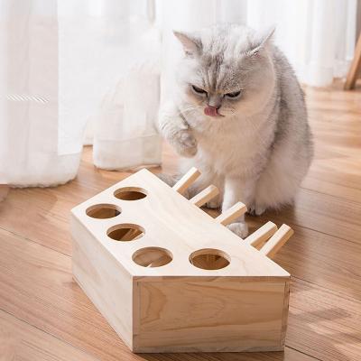 China High Quality Stocked Wooden Pet Puzzle Games Toys Hamster Puzzle Cat Stick Toy Beating Interactive Toy for sale