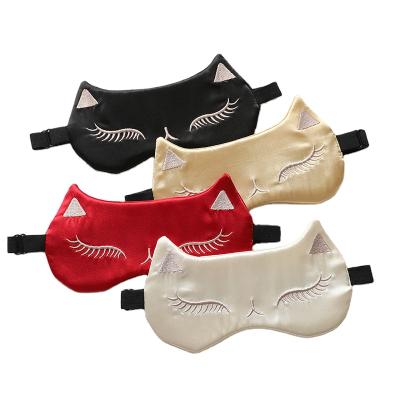 China Shading of black silk sleep satin sleep eye mask lightweight factory made with high quality for sale