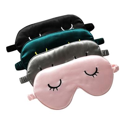 China Shading Light Private Label Mulberry Travel Sleep Cute Silk Blindfold Eye Mask With Eyelashes For Sleeping for sale